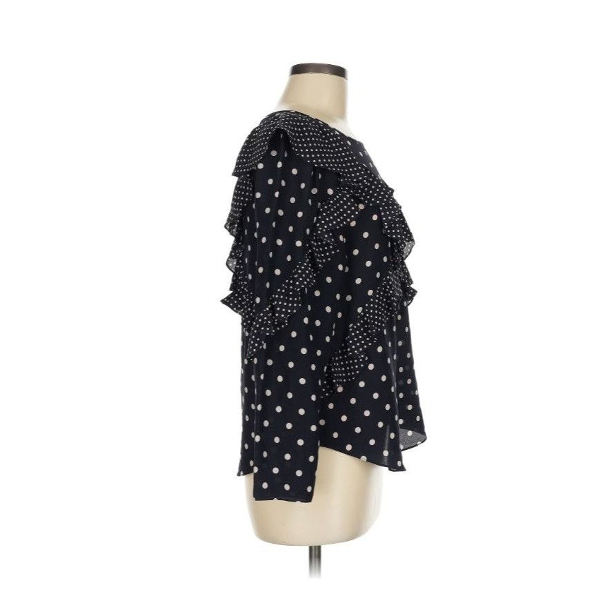 Designer Rebecca Taylor Silk Dot Print Ruffle Top Blouse Size M / US 6-8 / IT 42-44 - 6 Thumbnail