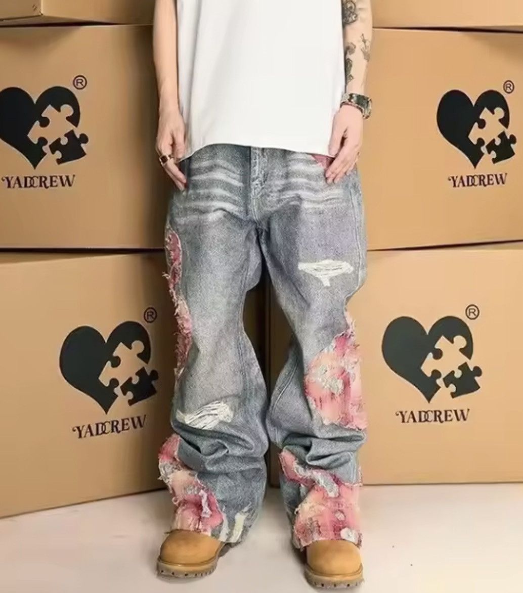 Jean Kitagawa x Haya Patchwork Embroidery Baggy Denim Jeans Size US 33 - 1 Thumbnail