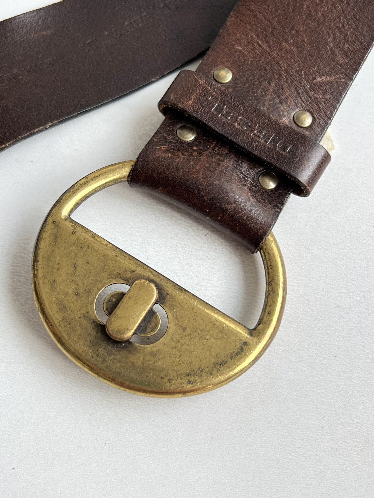 Diesel × Vintage Vintage 90s Diesel Oversized Wide Leather Belt Size ONE SIZE - 2 Thumbnail