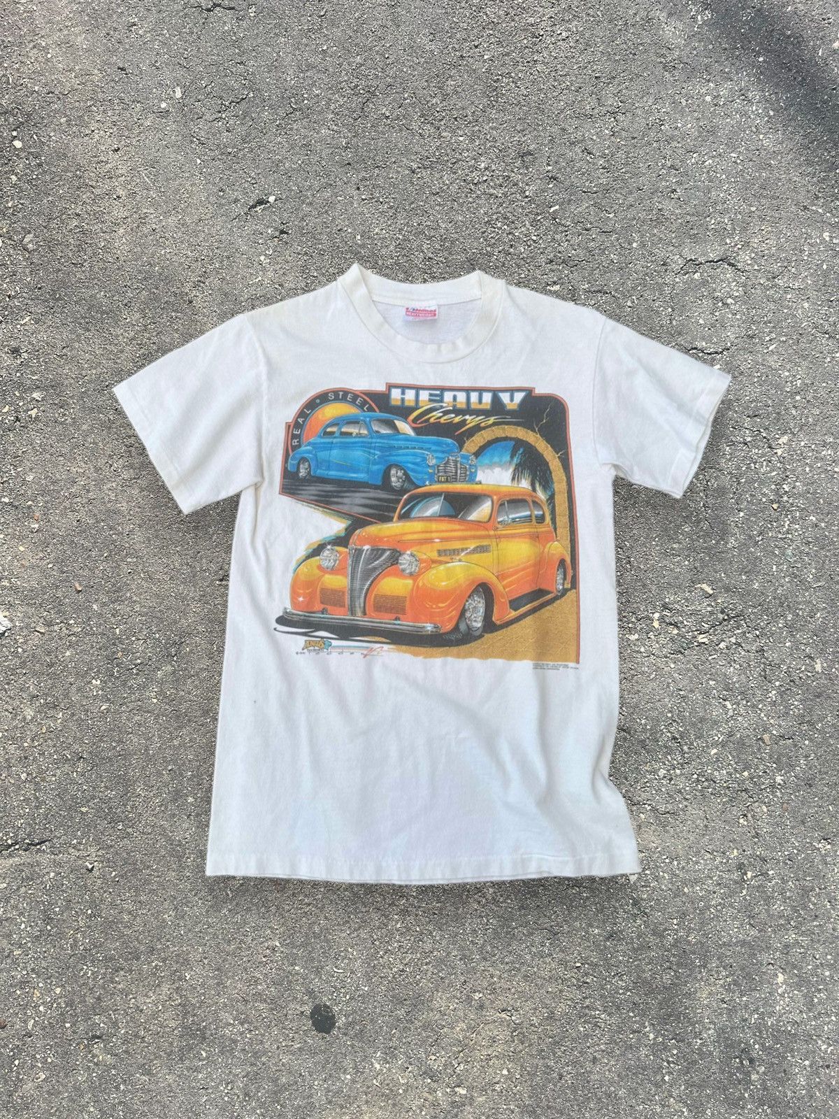 Vintage 1991 True Vintage white single stitch car tee Size US S / EU 44-46 / 1 - 1 Thumbnail