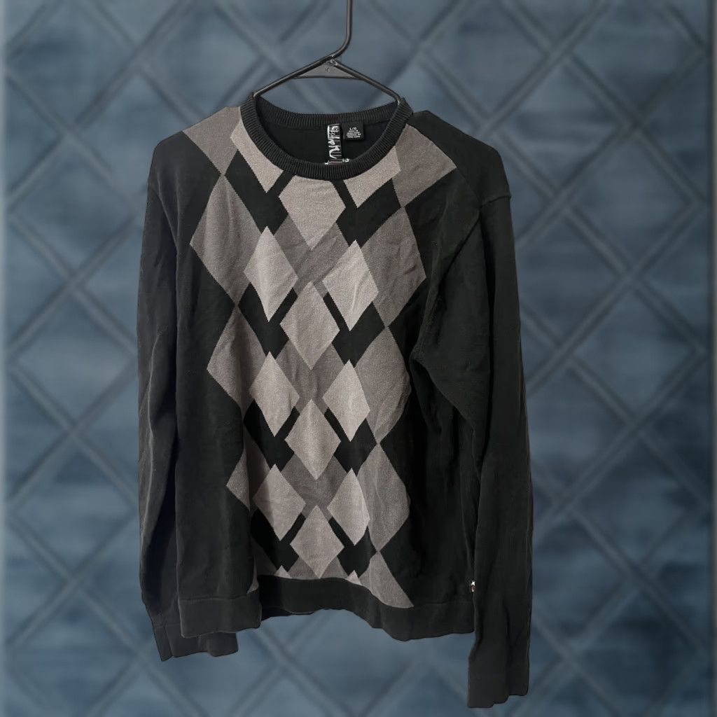 Quiksilver Quicksilver Mens Size Large Argyle Long Sleeve Sweater Black Gray Pullover Classic, Preppy, Nerd, Grandpa Mens Size US L / EU 52-54 / 3 - 1 Thumbnail