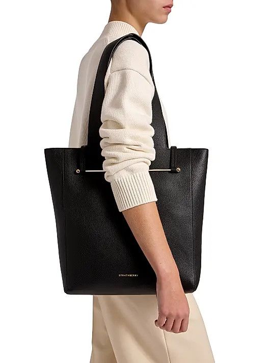 Strathberry os11x0326 Size: OS / Melody Grain Leather Tote Bag in Black Size ONE SIZE - 3 Thumbnail