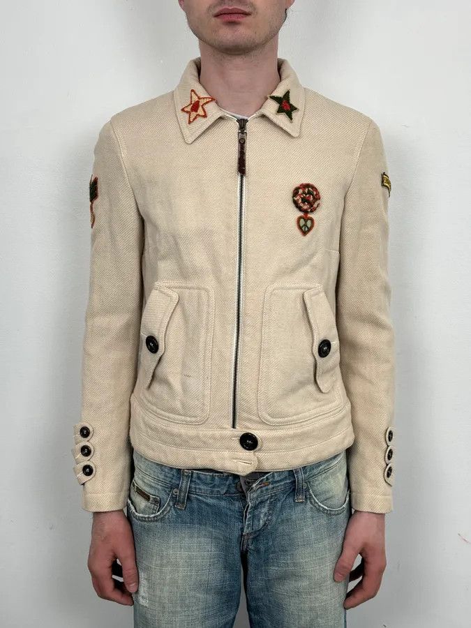 Moschino 2000s Moschino Beige Cropped Patchwork Bondage Jacket Size S / US 4 / IT 40 - 2 Thumbnail
