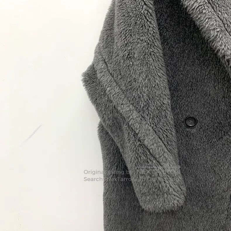 Max Mara Max Mara Dark Gray Teddy Sheep Wool Lapel Double Breasted Size S / US 4 / IT 40 - 4 Thumbnail