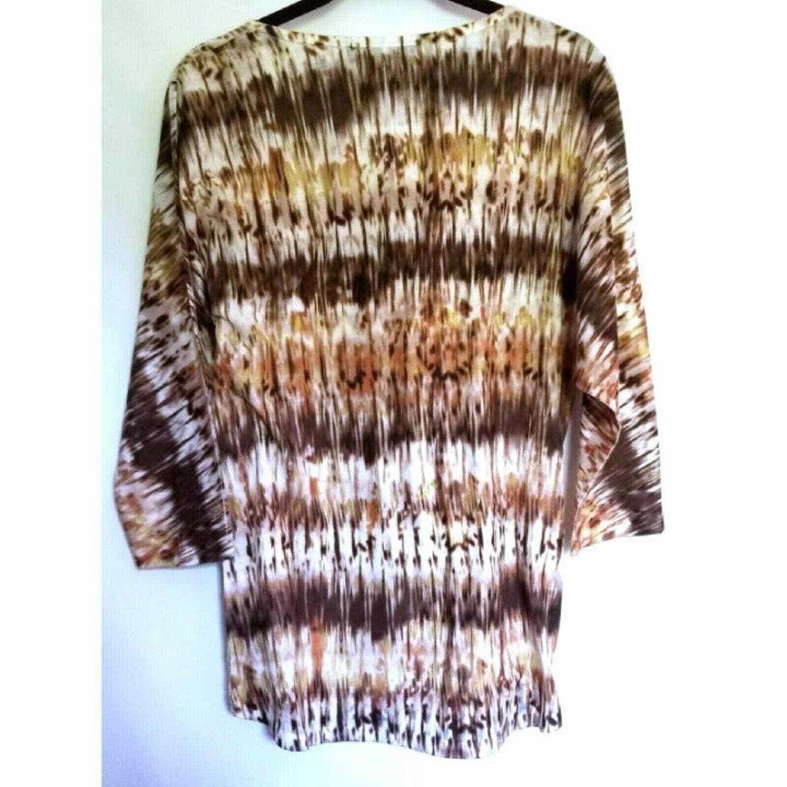 Le Grande Bleu (L.G.B.) B.L.E.U. Small S Brown Beige Rhinestone Print Blouse Shirt Size S / US 4 / IT 40 - 2 Thumbnail
