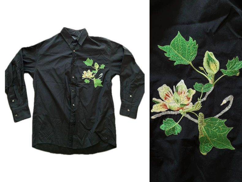Kenzo KENZO Green leaf embroidered black neutral shirt Size US M / EU 48-50 / 2 - 1 Thumbnail