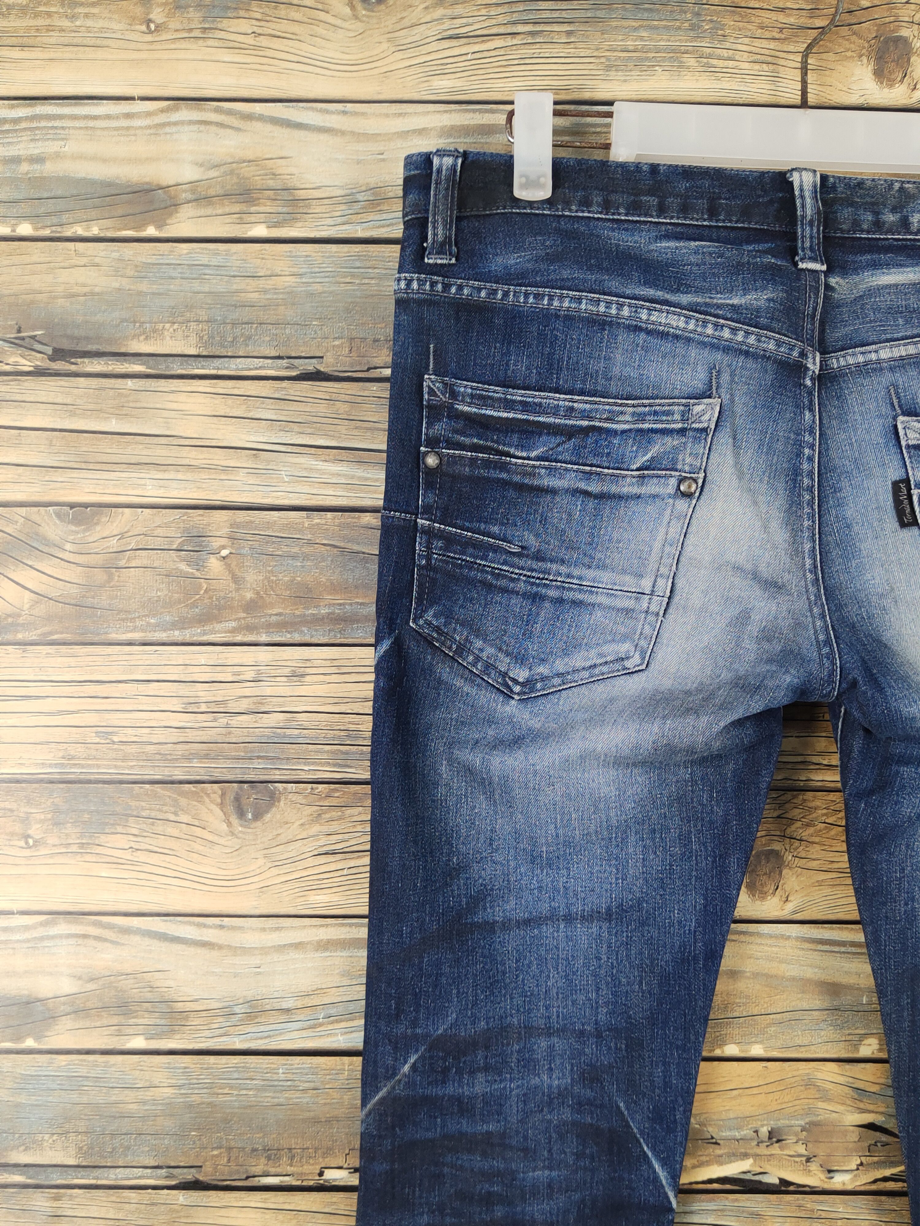 Tornado Mart Tornado Mart Dark Blue Distressed Ripped denim Jeans #W1587 Size US 32 / EU 48 - 10 Thumbnail
