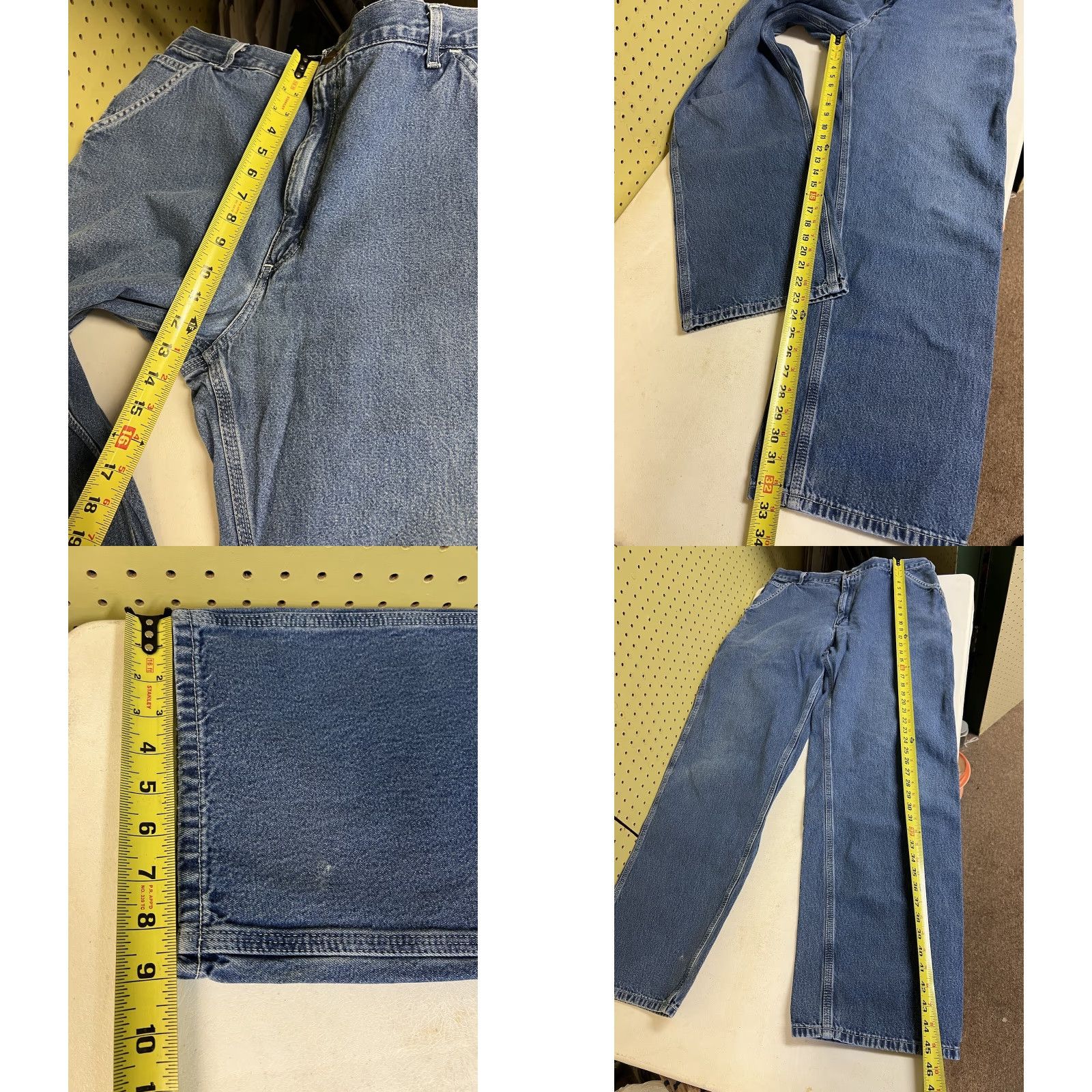 Carhartt VINTAGE Carhartt Jeans – 36x34 Relaxed Fit, Blue, Distressed, 9” Leg Opening, Belt Loops, Button/Zip, Regular, Cotton, USA, Mens Size US 36 / EU 52 - 8 Thumbnail