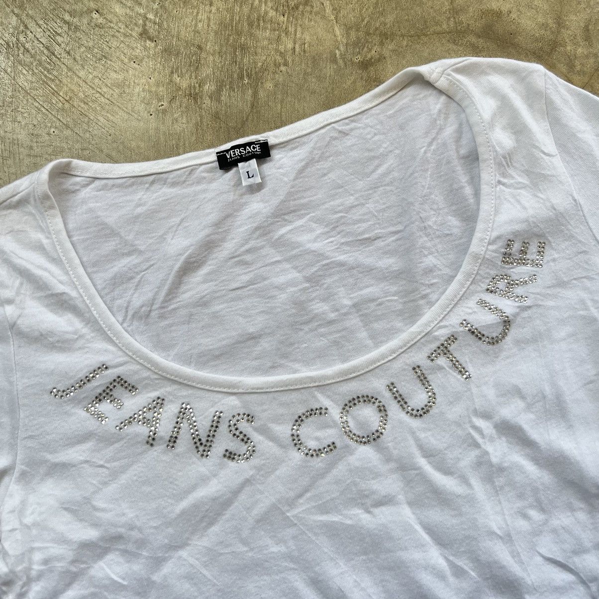 Swarovski Vintage 90s Versace Jeans Couture Swarovski T-Shirt Size L / US 10 / IT 46 - 2 Thumbnail
