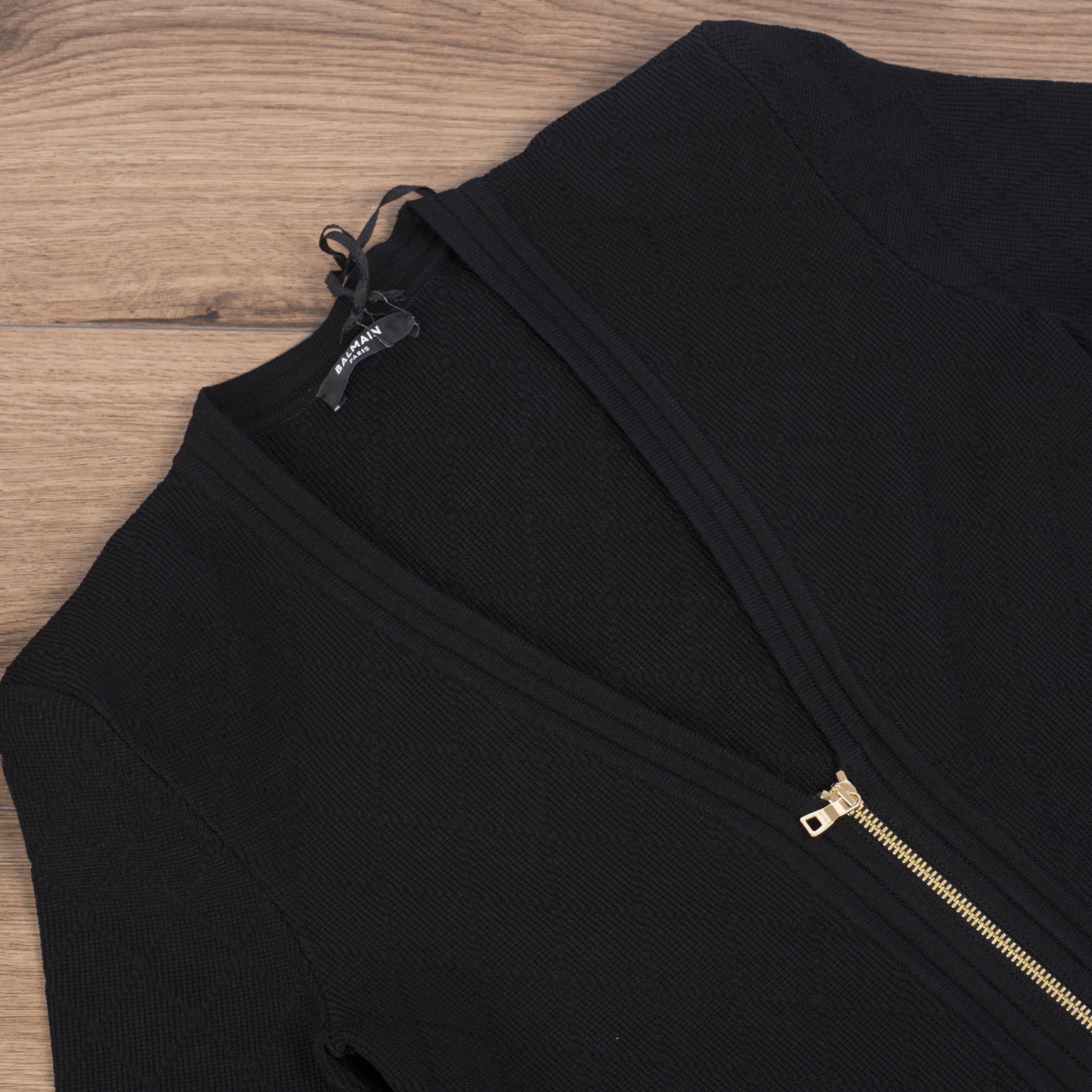 Balmain Short Black Knit Dress With Gold-tone Zip Fastening Size M / US 6-8 / IT 42-44 - 9 Thumbnail