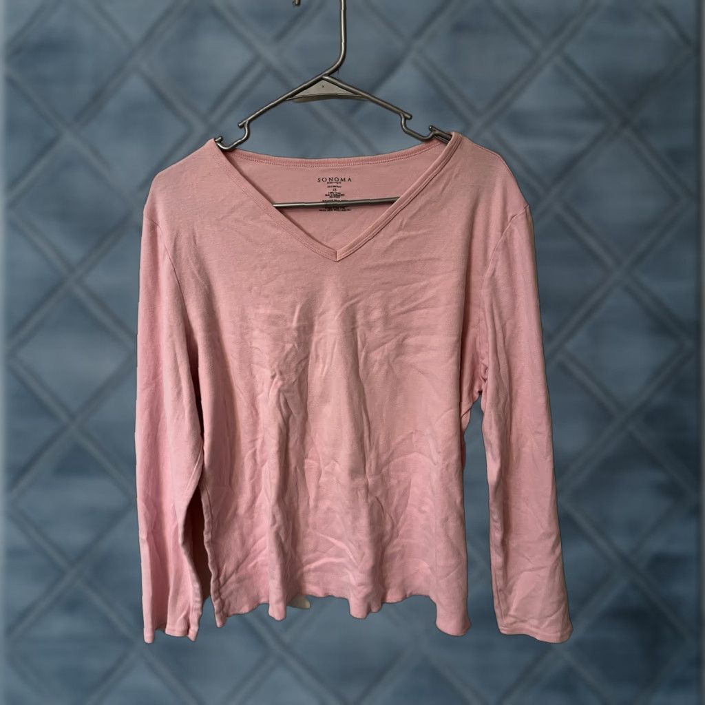 Vintage Sonoma Intimates Top Long Sleeve V Neck Pink Size 1X Size XL / US 12-14 / IT 48-50 - 1 Thumbnail