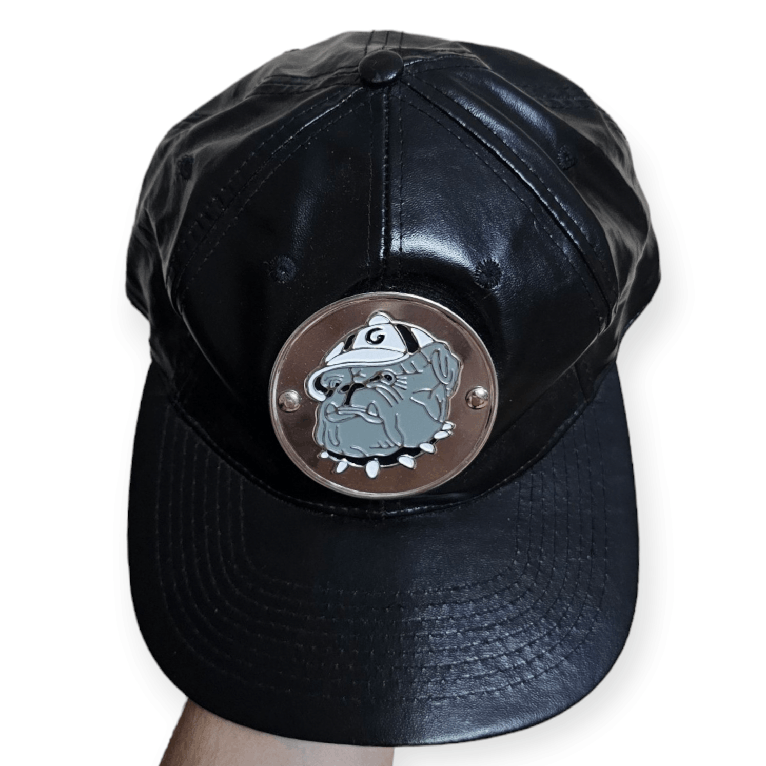 Vintage RARE Georgetown Hoyas Leather Metallic Logo Hat Size ONE SIZE - 2 Thumbnail