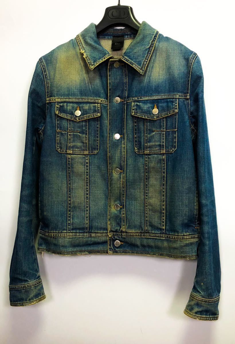 image of Dior Homme 2004 “Votc” Oil Washed Denim Trucker in Blur, Men's (Size Medium)