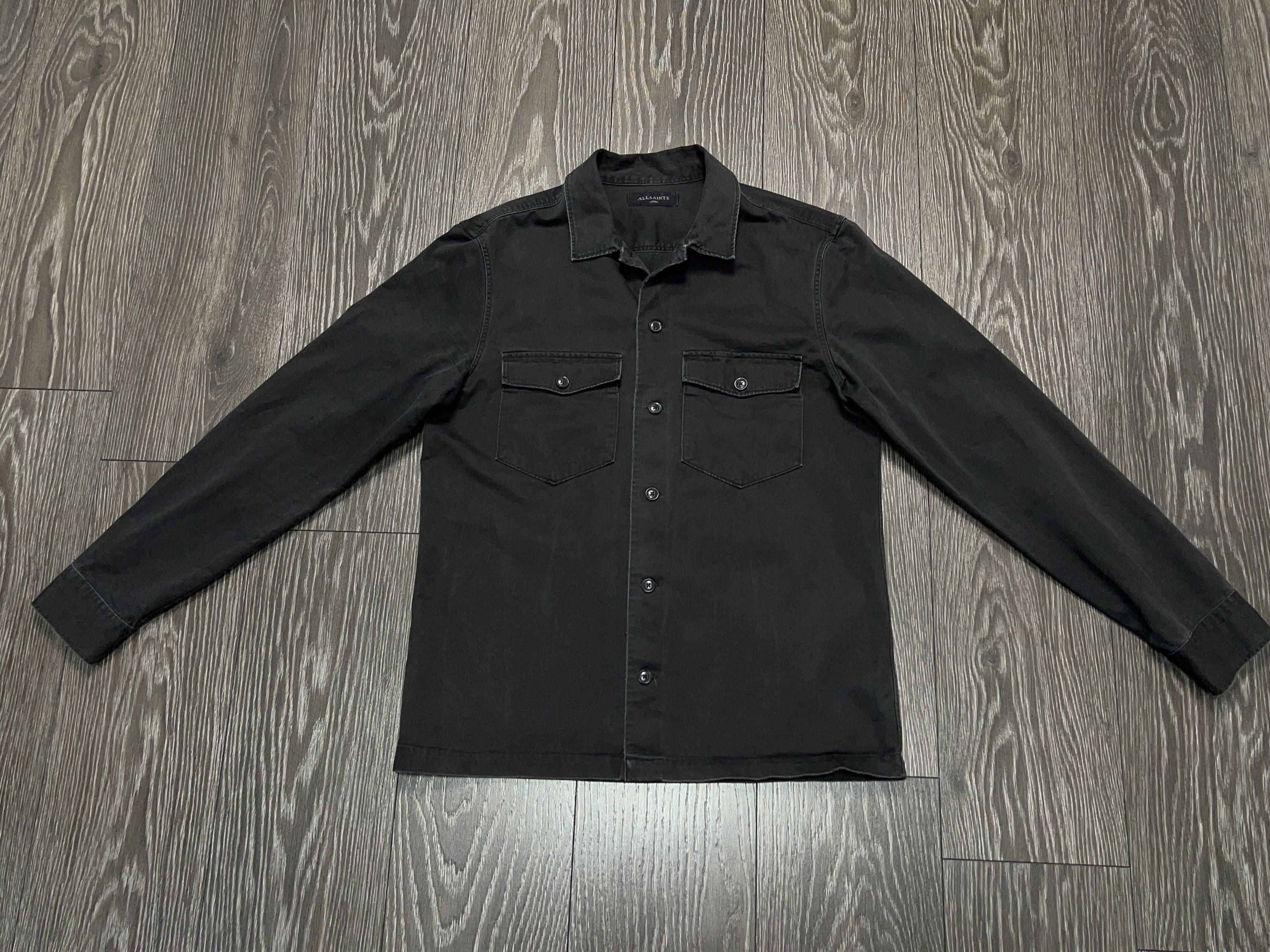 Allsaints Firebase Cotton Dark Gray Distressed Long Sleeve Shirt Size US L / EU 52-54 / 3 - 2 Thumbnail