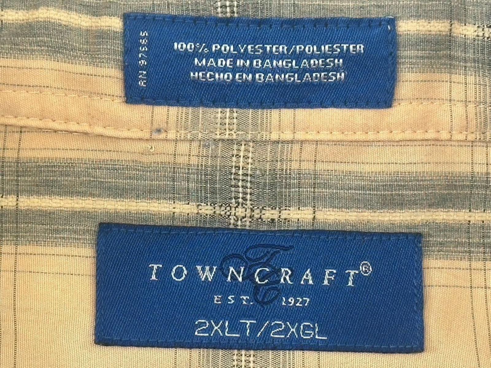 Towncraft Towncraft Men's 2XL Tall Brown Plaid Short Sleeve Shirt Size US XXL / EU 58 / 5 - 7 Thumbnail