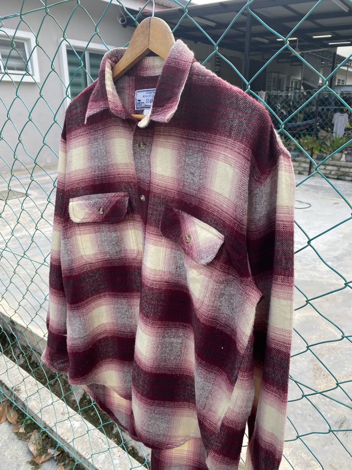 Flannel Vintage SEAHOP shadow plaid flannel shirts Size US L / EU 52-54 / 3 - 4 Thumbnail