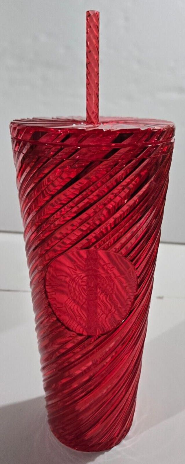 Designer Starbucks Christmas Red Tumbler Swirl 2024 Straw 24 oz NEW Size ONE SIZE - 2 Thumbnail