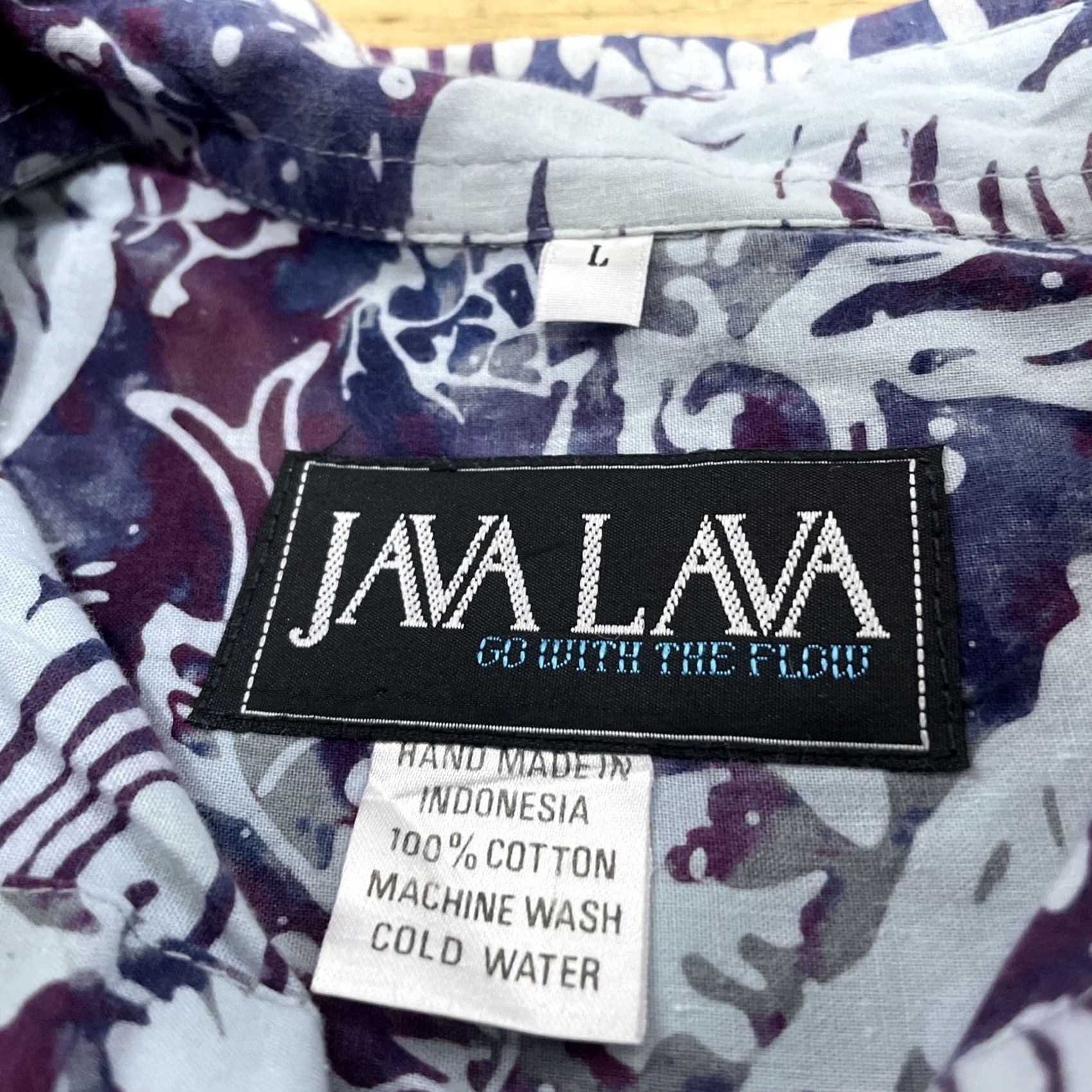 Vintage Java Lava Go With Flow Vintage 90s Fish Print Shirt Men L Blue Oversized Button-Up Casual Shirts Size US L / EU 52-54 / 3 - 4 Thumbnail