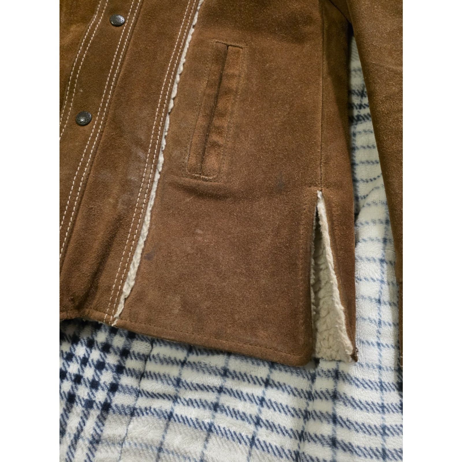 Vintage VINTAGE Pioneer Wear Western Suede Leather Jacket Chore Look Sherpa Lined Men's Small Brown 1970s US Size US S / EU 44-46 / 1 - 5 Thumbnail