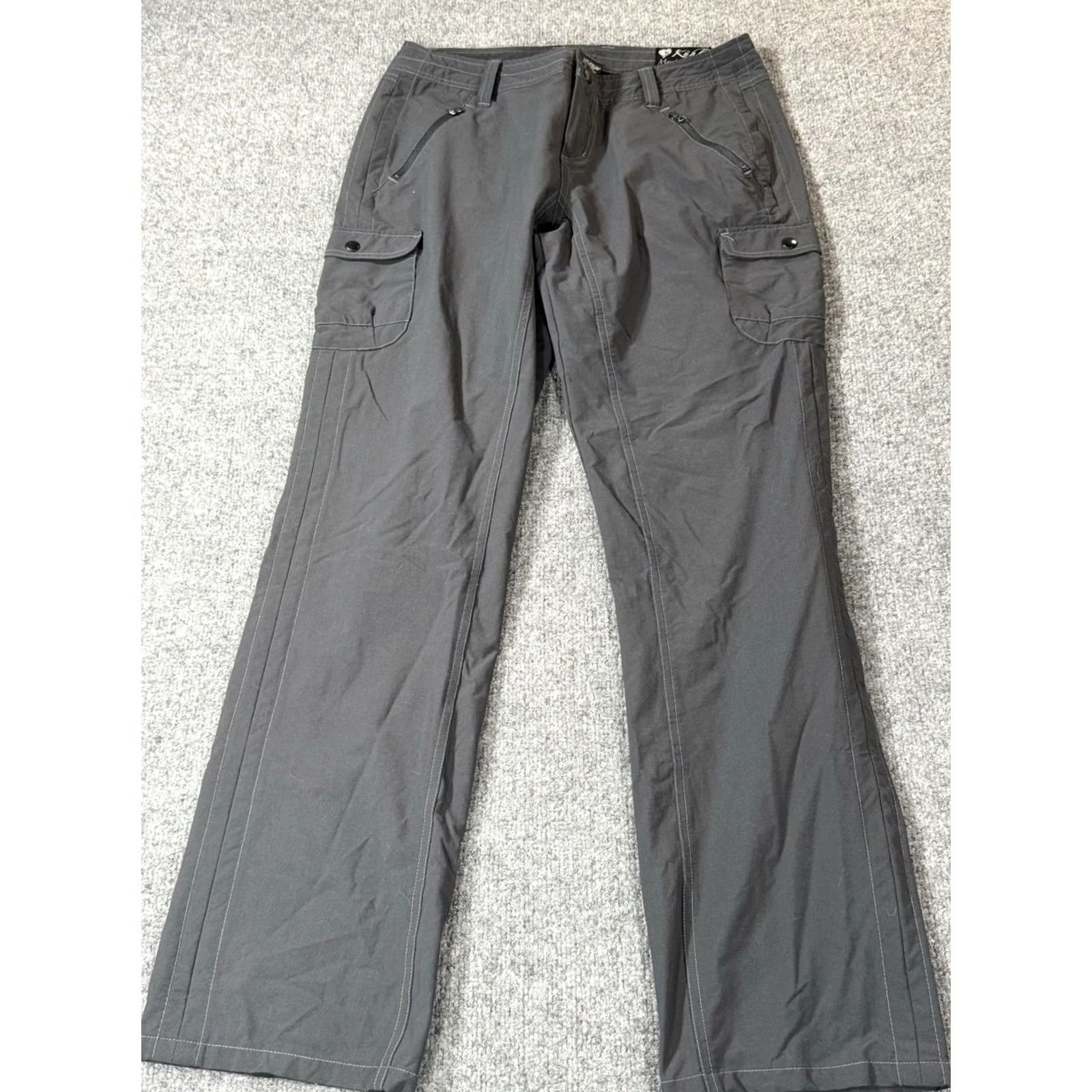 Vintage Kuhl Pants Womens 10 Gray Cargo Pockets Hiking Pants Straight Roll Up Leg Size 32" / US 10 / IT 46 - 3 Thumbnail
