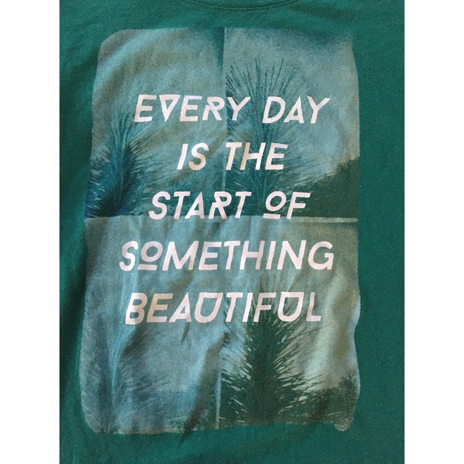 Life is Good Life is Good T-Shirt Shirt Women Small S Teal Green Floral Cotton Round Neck Short Sleeve Casual Everyday is Start of Something Beautiful Size S / US 4 / IT 40 - 2 Thumbnail