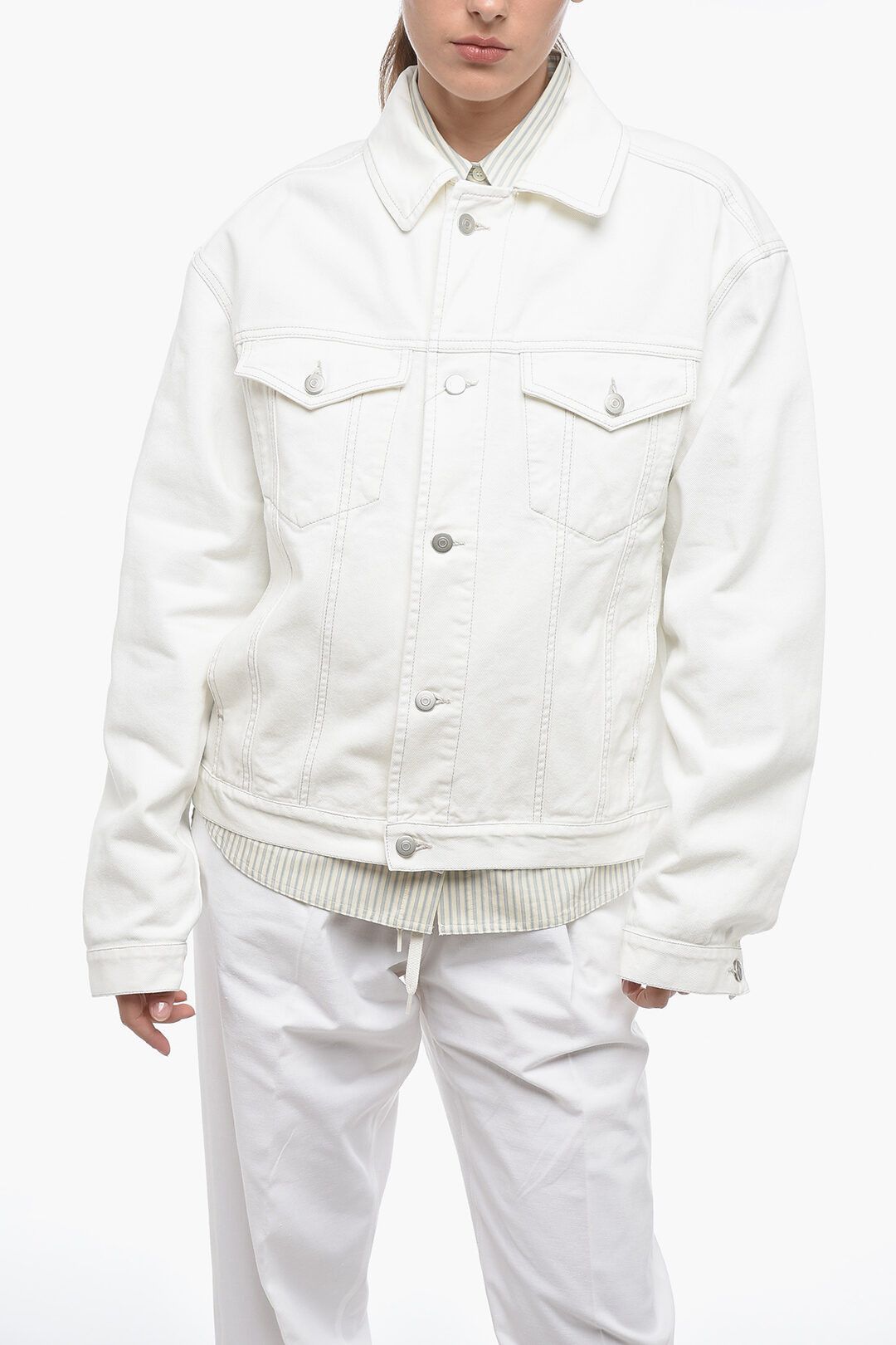 Maison Margiela og1mm1224 Denim Jacket in White Size S / US 4 / IT 40 - 1 Thumbnail