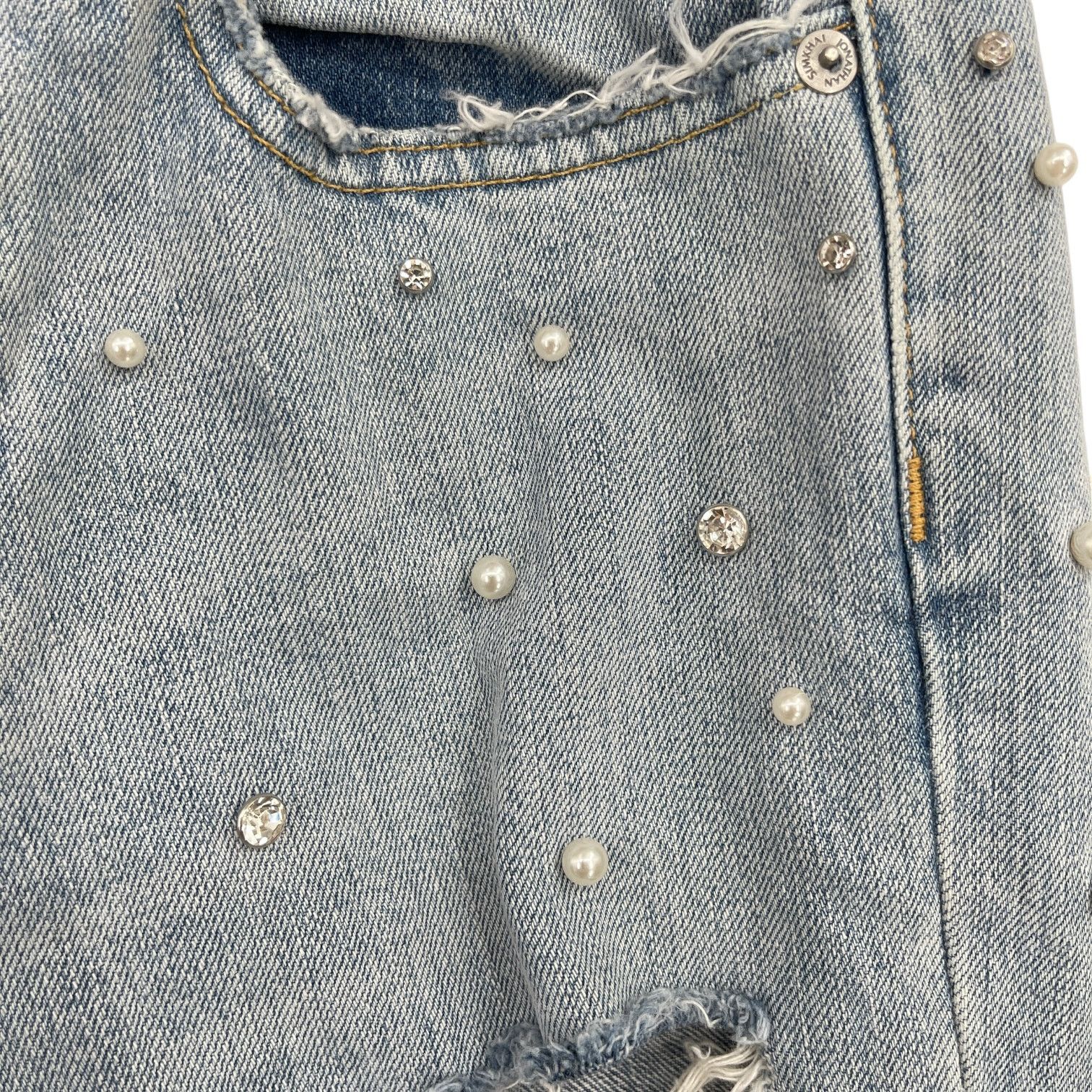 Jonathan Simkhai Jonathan Simkhai Distressed Studded Pearl Boyfriend Jeans 24 Size 24" / US 00 / IT 34 - 6 Thumbnail