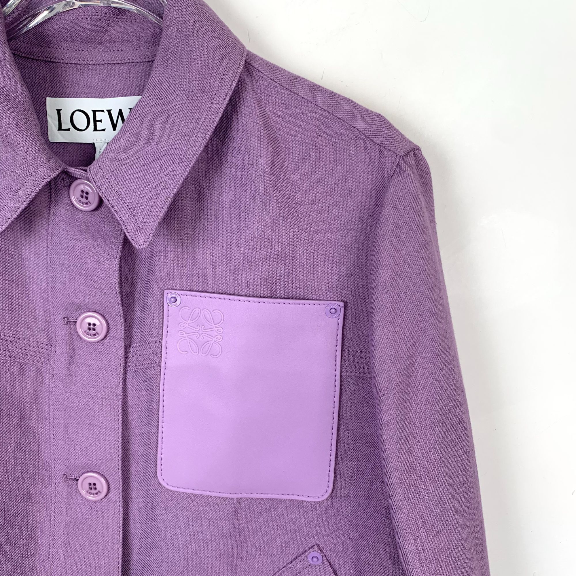 Loewe Loewe Purple Logo Patch Leather Pocket Collar Jacket (Size 3 Size XXS / US 00 / IT 34 - 5 Thumbnail