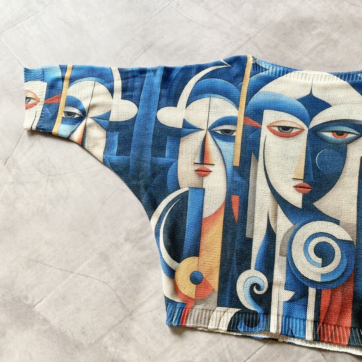 If Six Was Nine × Issey Miyake × Pleats Please Issey Miyake VTG Issey Miyake Pleats Please Style Abstract Face Sweater Size L / US 10 / IT 46 - 3 Thumbnail