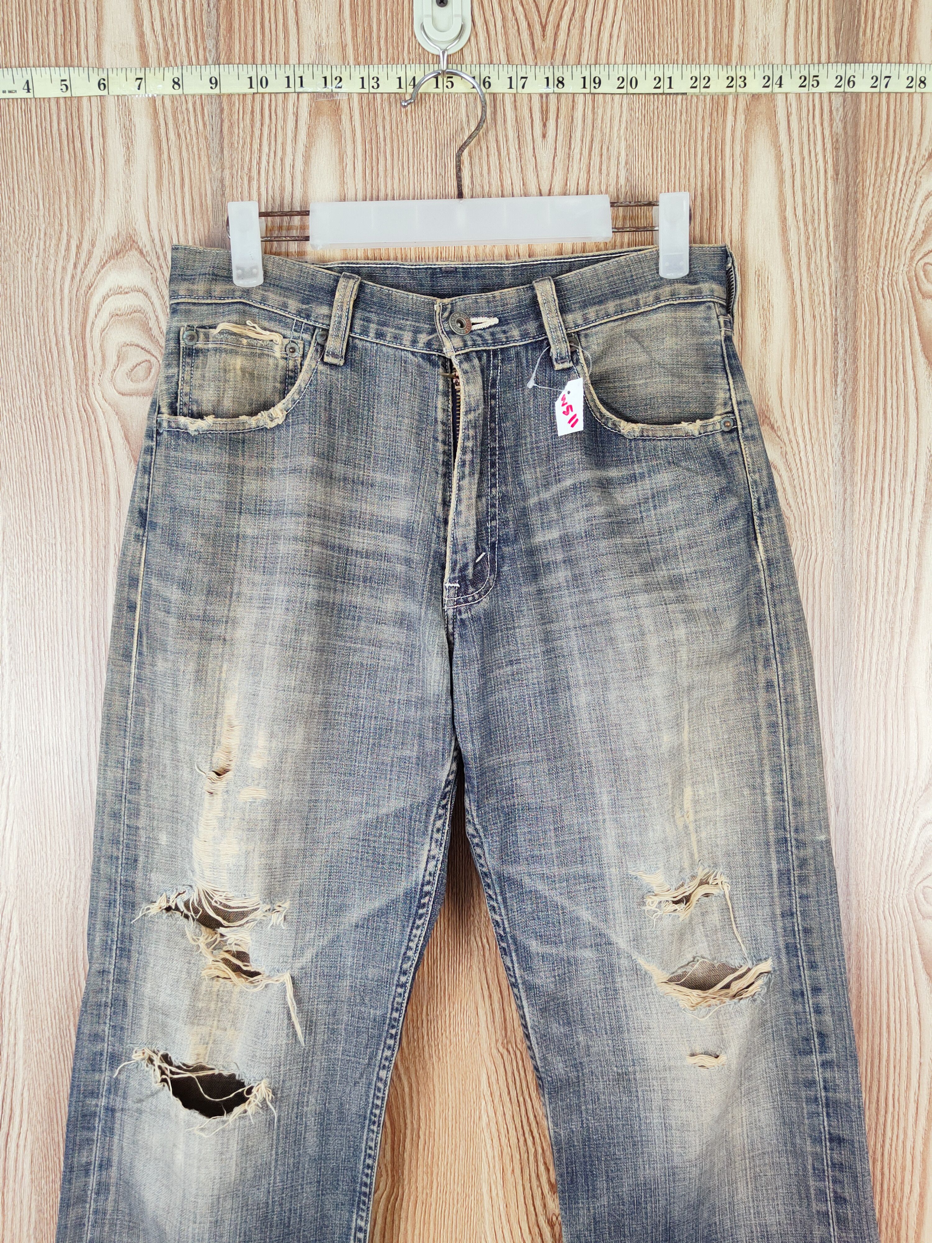 Japanese Brand 503 Levi's Dark Blue Faded Distressed Ripped Jeans #W511 Size US 30 / EU 46 - 2 Thumbnail