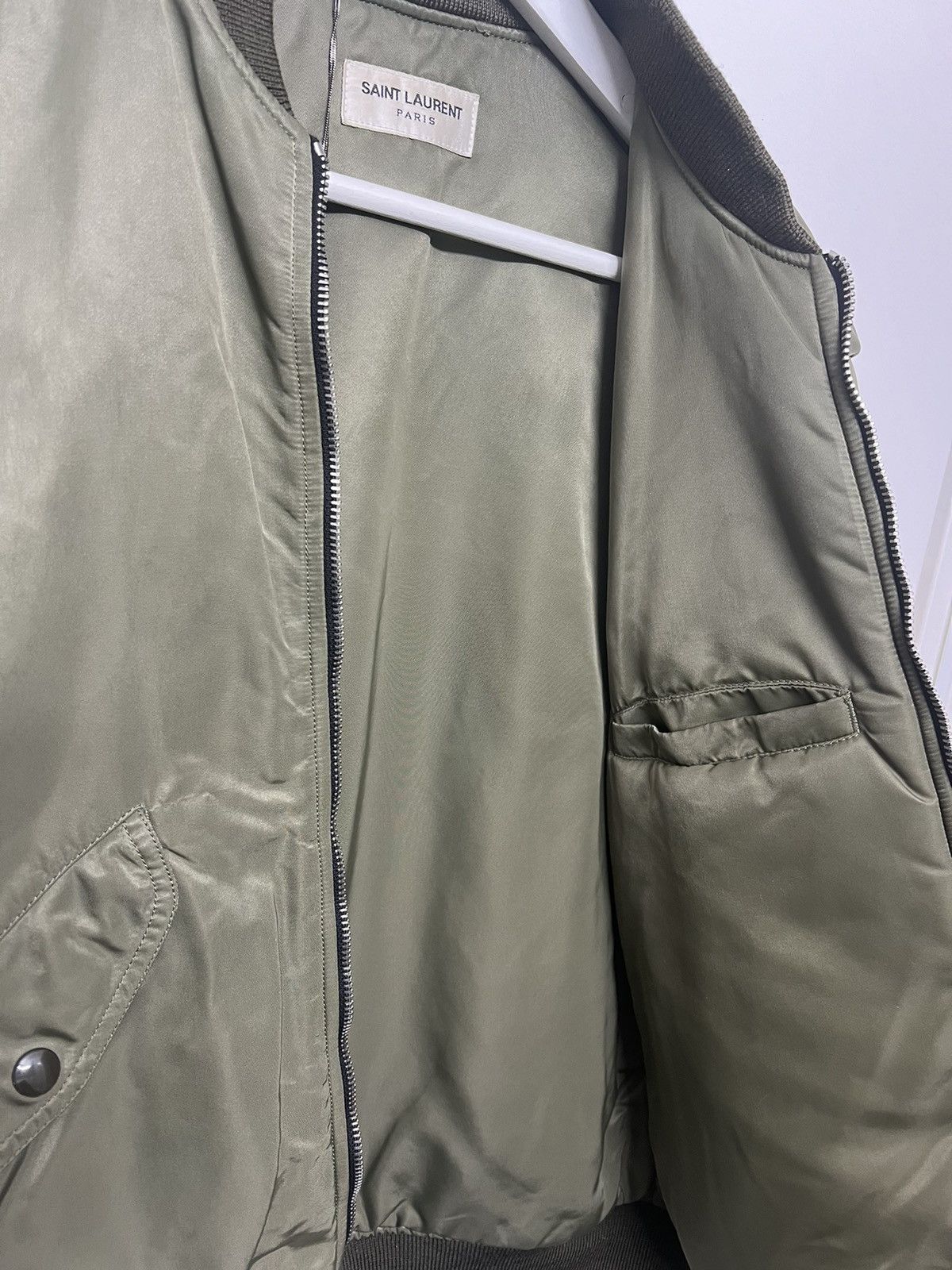 Saint Laurent Paris Khaki Green Bomber Jacket in Nylon Size US M / EU 48-50 / 2 - 5 Thumbnail