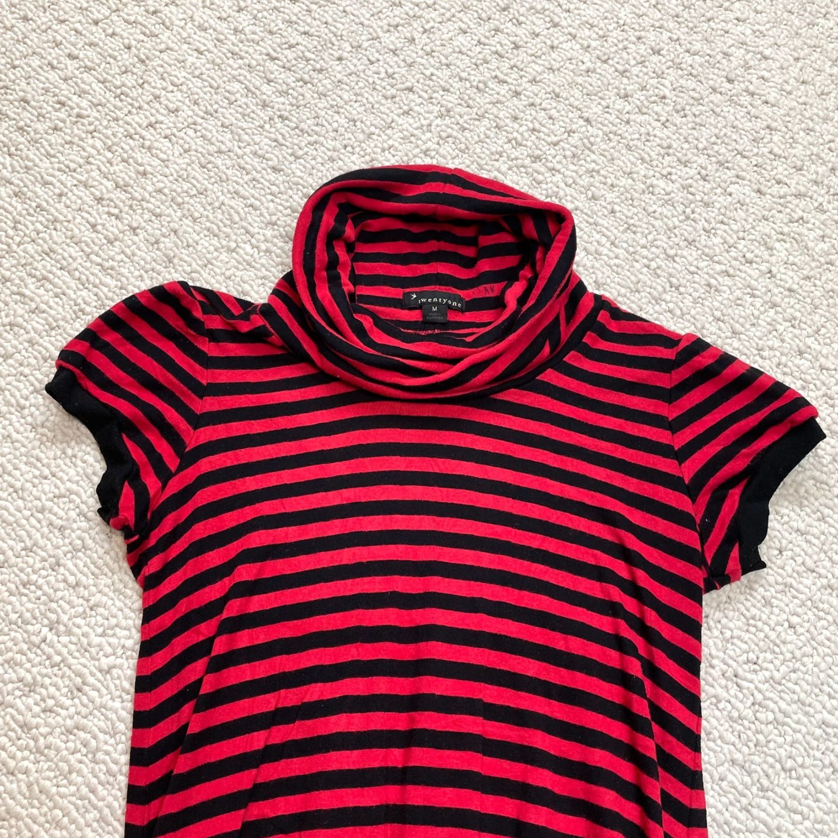 Merona Merona Sweater Shirt Womens Medium Black Red Striped Cowl Neck Short Sleeve Knit Pullover All Seasons Size M / US 6-8 / IT 42-44 - 3 Thumbnail