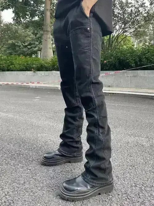 Japanese Brand black vibe grunge faded carpenter flared pants Size US 32 / EU 48 - 1 Thumbnail