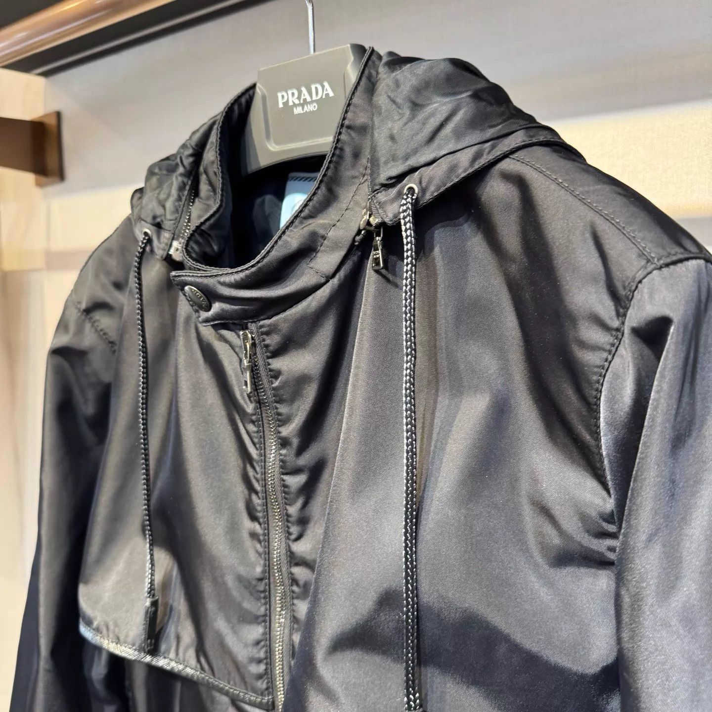 Prada PRADA Black Nylon Zipper Hooded Jacket Size 48 New Size US M / EU 48-50 / 2 - 4 Thumbnail