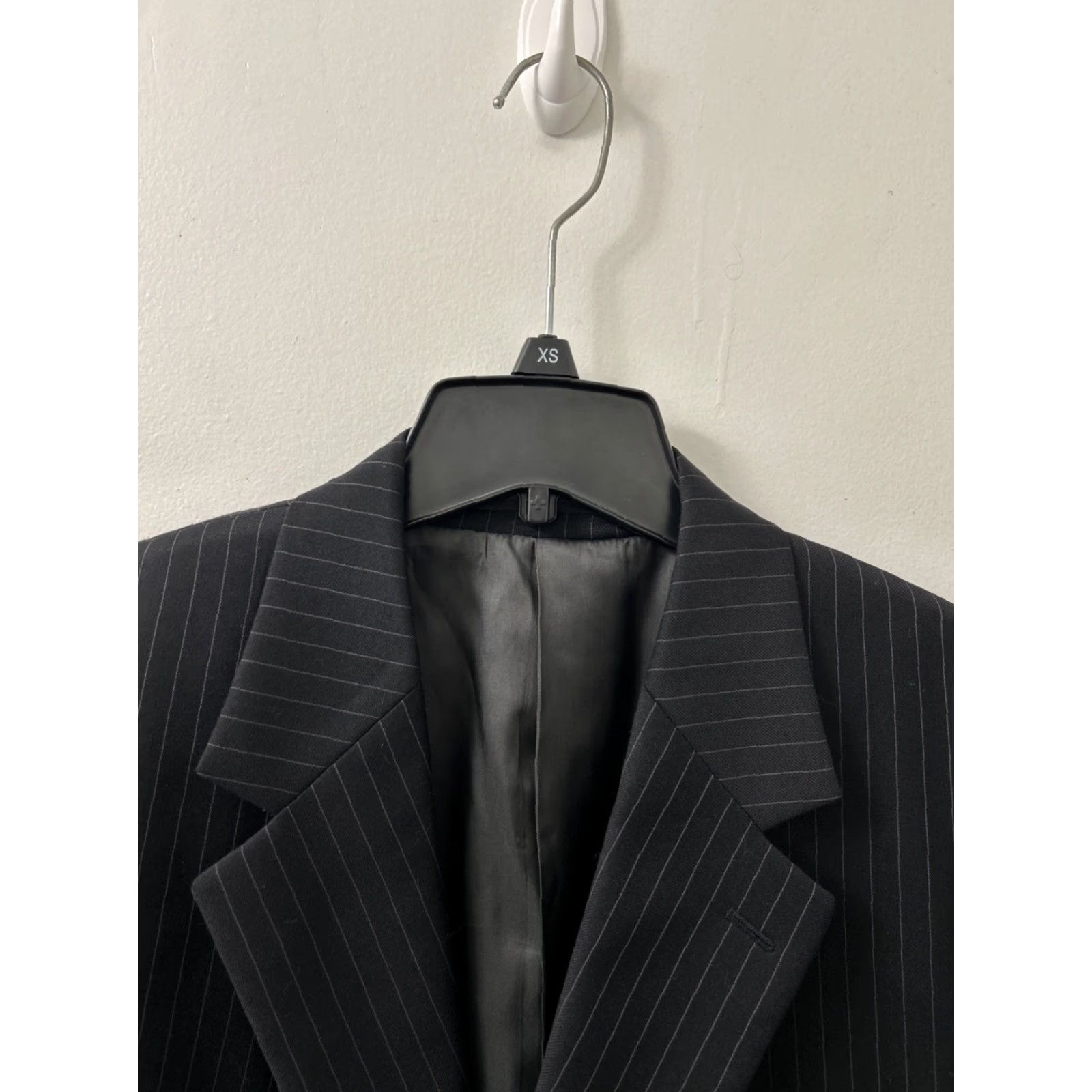 Ralph Lauren Lauren Ralph Lauren Blazer Mens 42S Black 100% Wool Tweed Pinstripe Two-Button Long Notch Lapel Jacket Size 42R - 4 Thumbnail