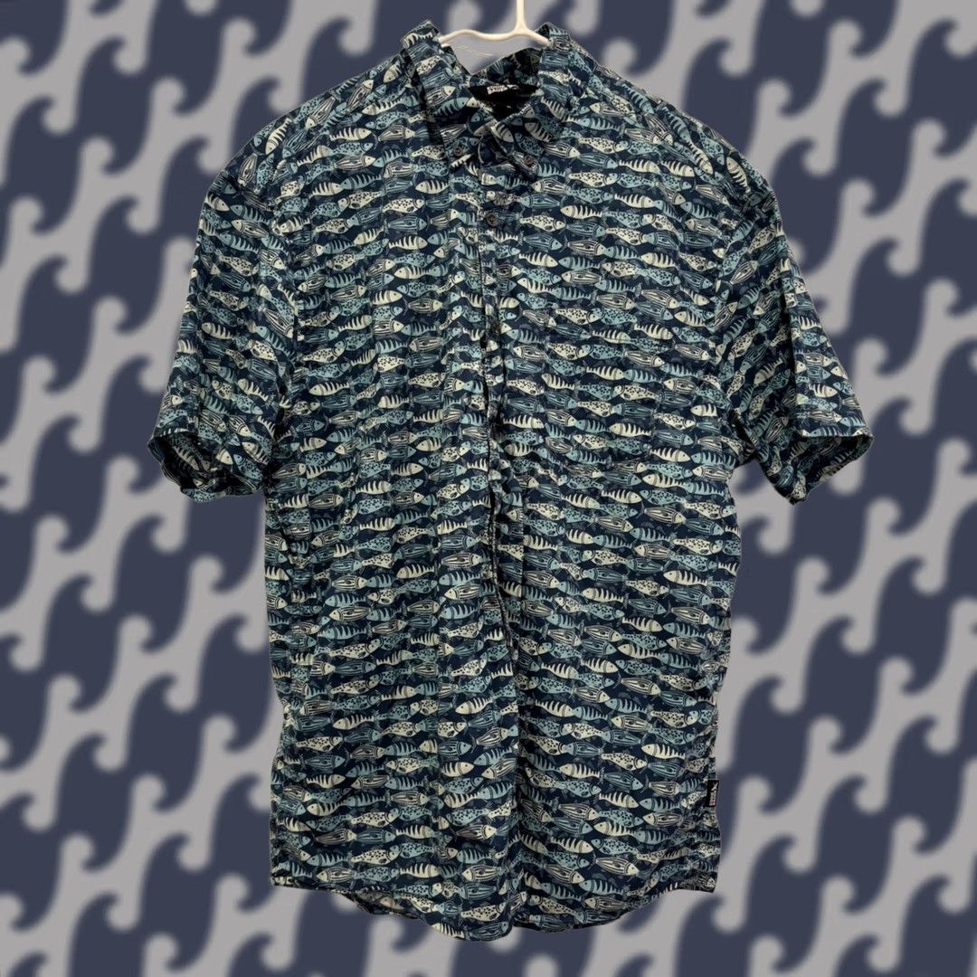 Eddie Bauer Eddie Bauer Mens XL Blue Fish Print Short Sleeve Button Down Shirt Casual Summer Size US XL / EU 56 / 4 - 1 Thumbnail