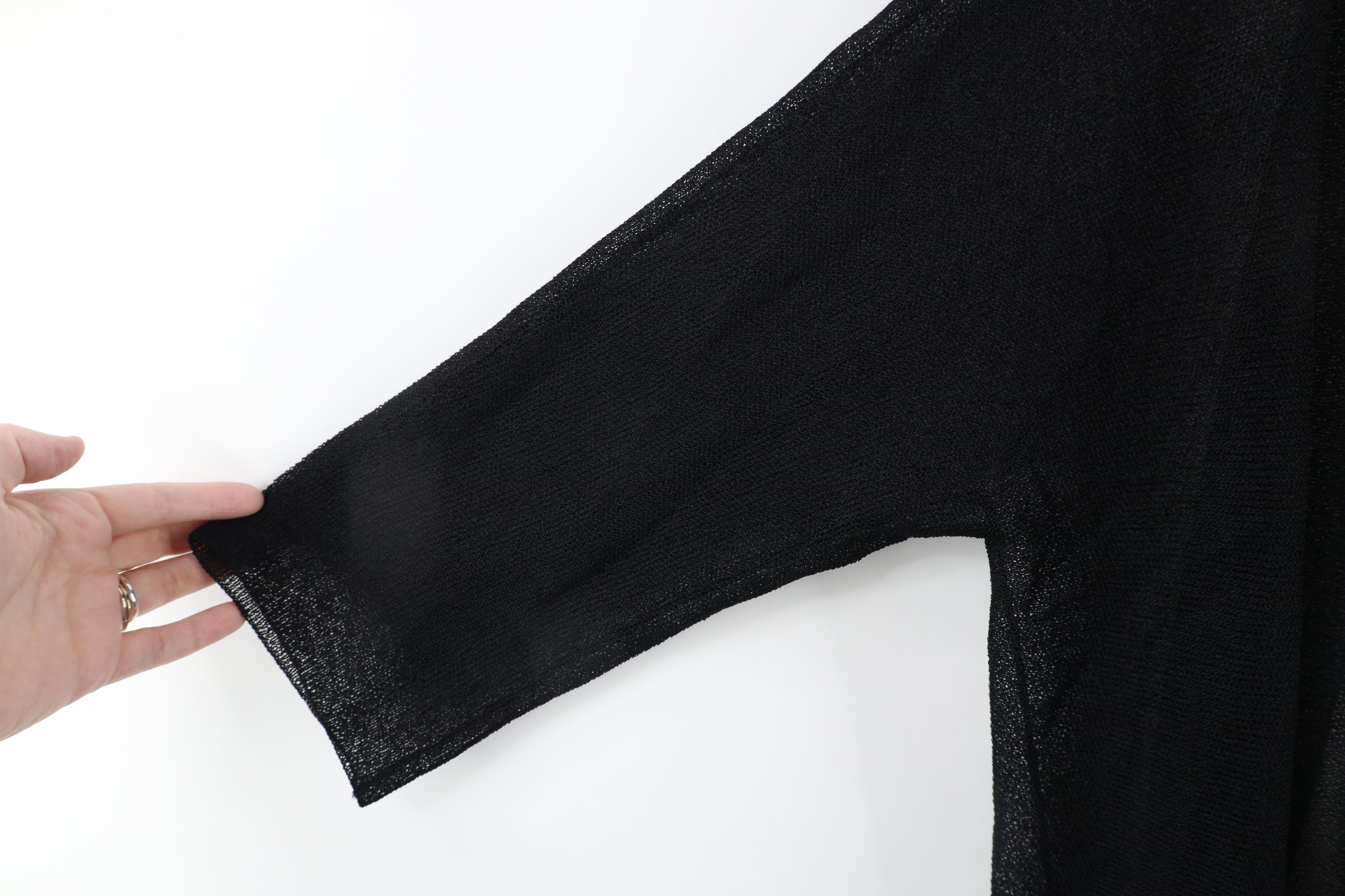 Eileen Fisher × Vintage Eileen Fisher Knit Gauzy Open Front Cardigan Sweater Size L / US 10 / IT 46 - 6 Thumbnail