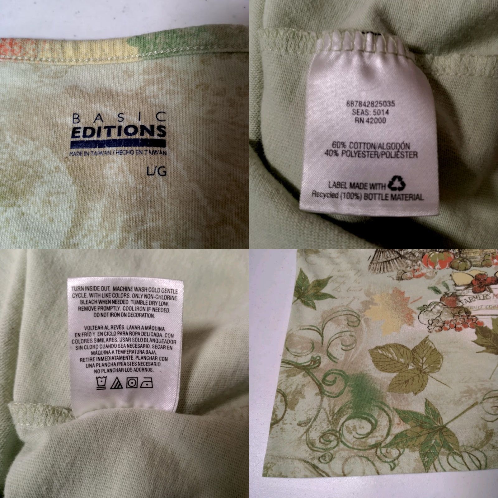 Basic Editions VINTAGE Basic Editions Shirt Women L Green Scarecrow Autumn Leaf Pumpkin Casual 3/4 Sleeve Farm Harvest Size L / US 10 / IT 46 - 8 Thumbnail