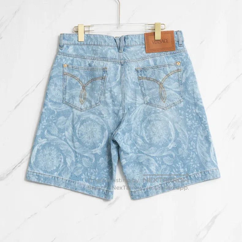 Versace Versace Men's logo printed on denim shorts Size US 31 - 3 Thumbnail