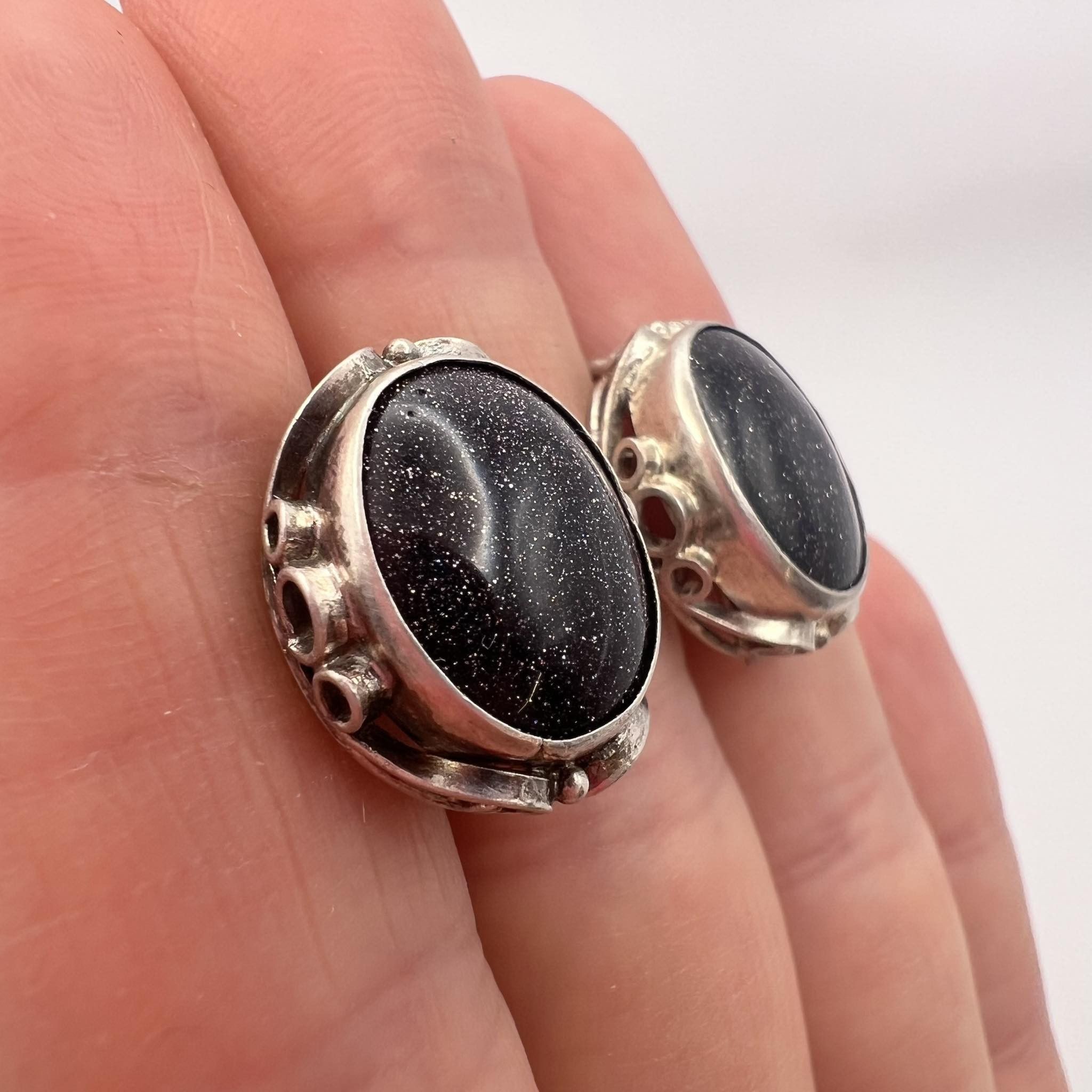 Sterling Silver × Vintage Vintage Earrings Sterling Silver 925 Aventurine Stone Marked Size ONE SIZE - 2 Thumbnail