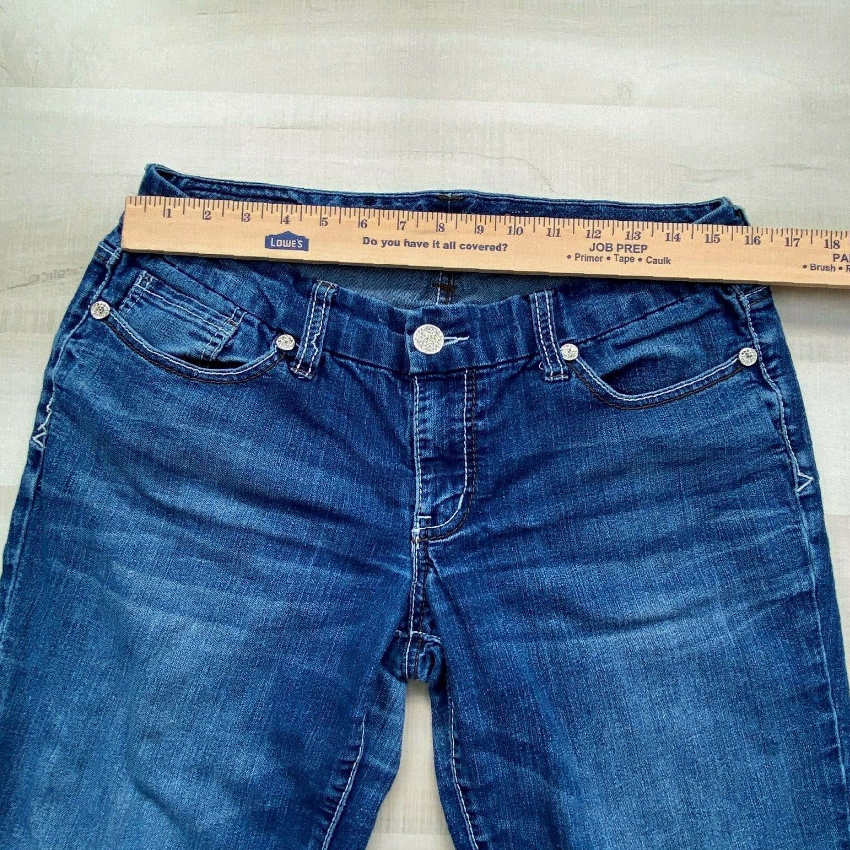 Vintage Seven7 Womens Bootcut Jeans 10 Extra Large 29x28 Mid Rise Medium Wash Embellished Pockets Size 32" / US 10 / IT 46 - 7 Thumbnail
