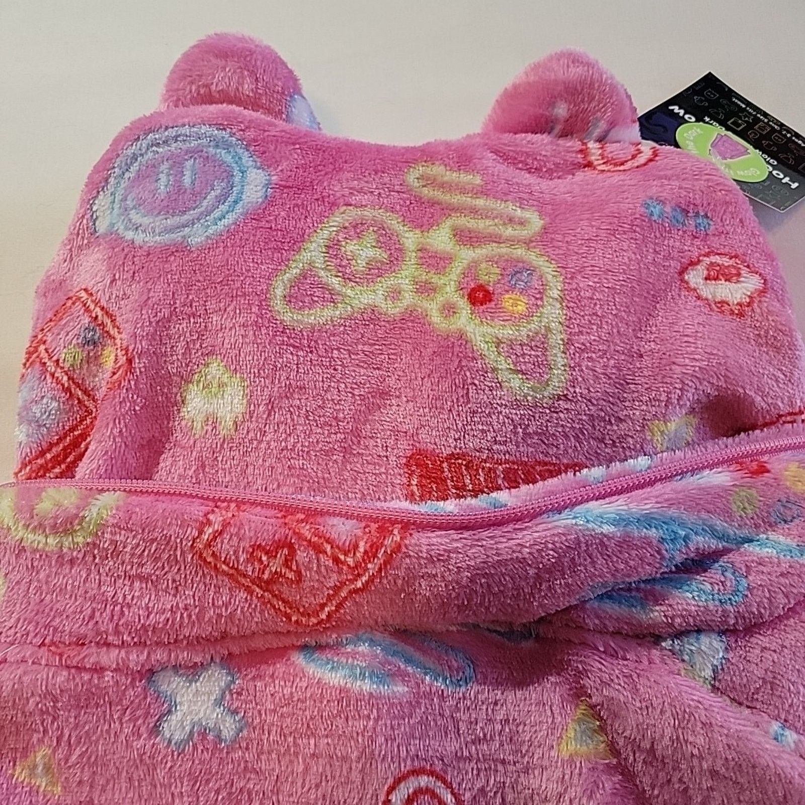 The Unbranded Brand Pink Blanket Hoodie Gaming Oversized Soft Fleece Glows Size ONE SIZE - 10 Thumbnail