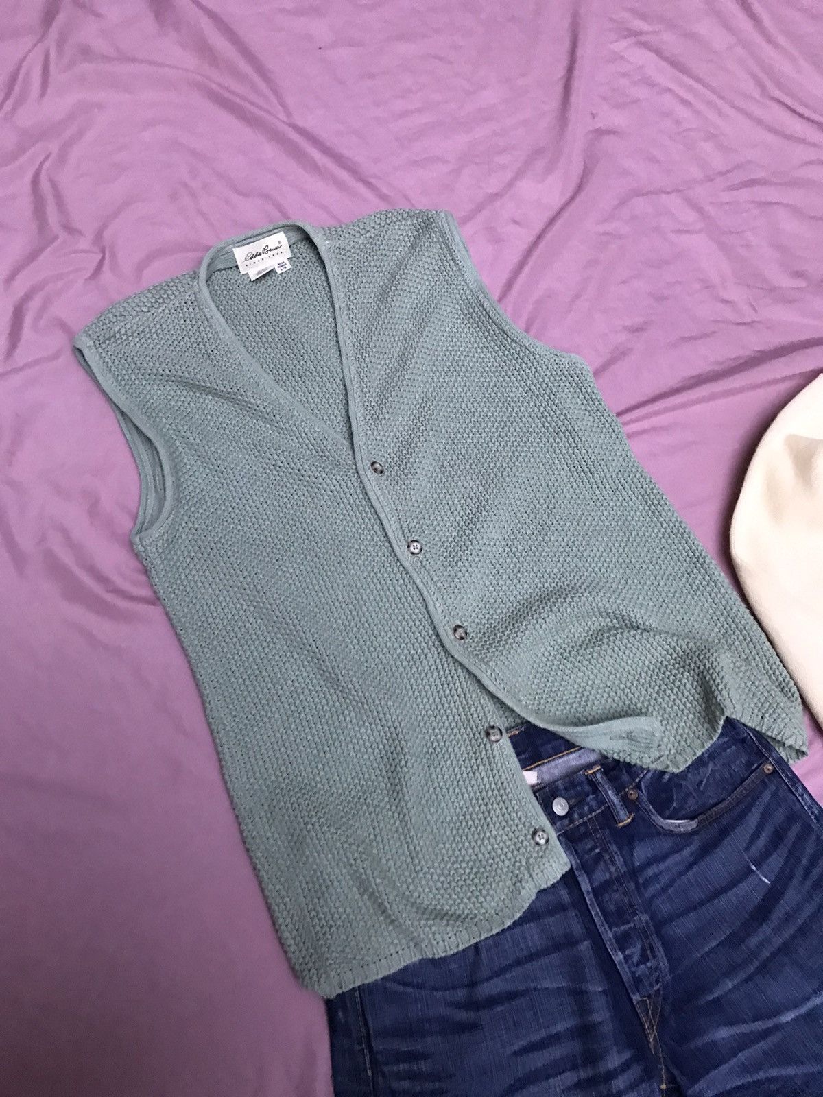 L.L. Bean MADE IN USA KNITTED COTTON VEST IN A BEAUTIFUL MINTH GREEN Size US L / EU 52-54 / 3 - 4 Thumbnail