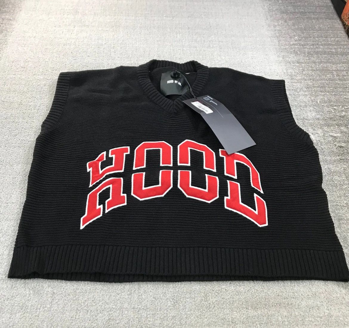 image of Anonymous x Hood By Air „Hood“ Knitted Vest in Black, Men's (Size Medium)