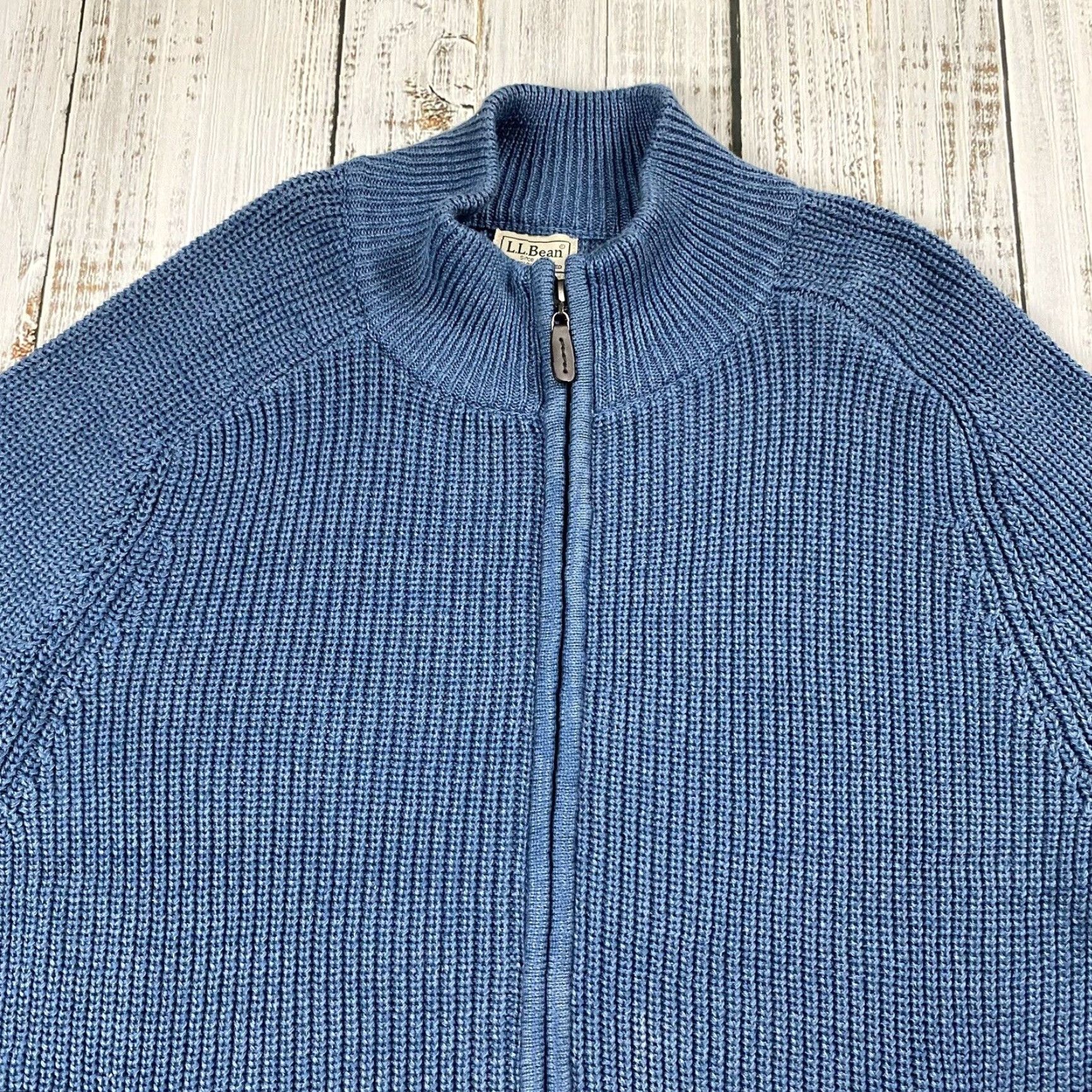 Vintage VINTAGE L.L. BEAN MEN'S CARDIGAN Sweater Full Zip Cotton Blue XL Casual Knit Size US XL / EU 56 / 4 - 2 Thumbnail