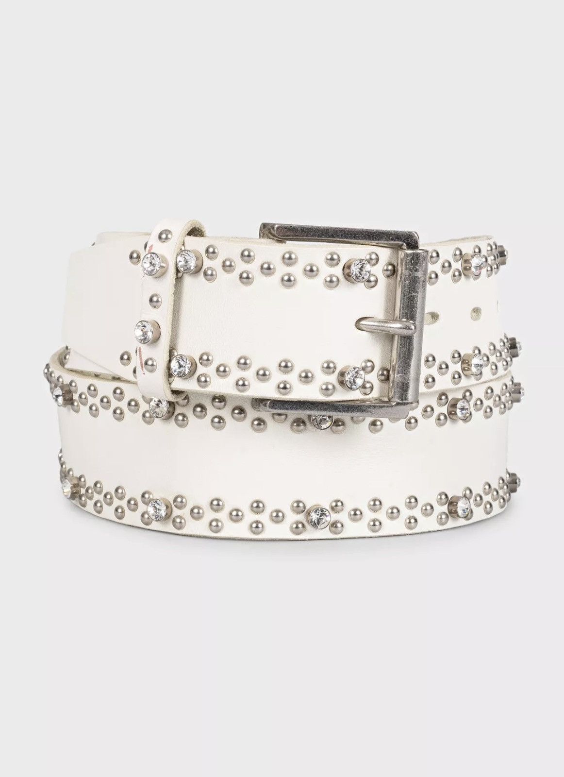 Yohji Yamamoto YOHJI YAMAMOTO Y'S FW 2000 White Diamond Studded Belt Leathe Size ONE SIZE - 1 Thumbnail