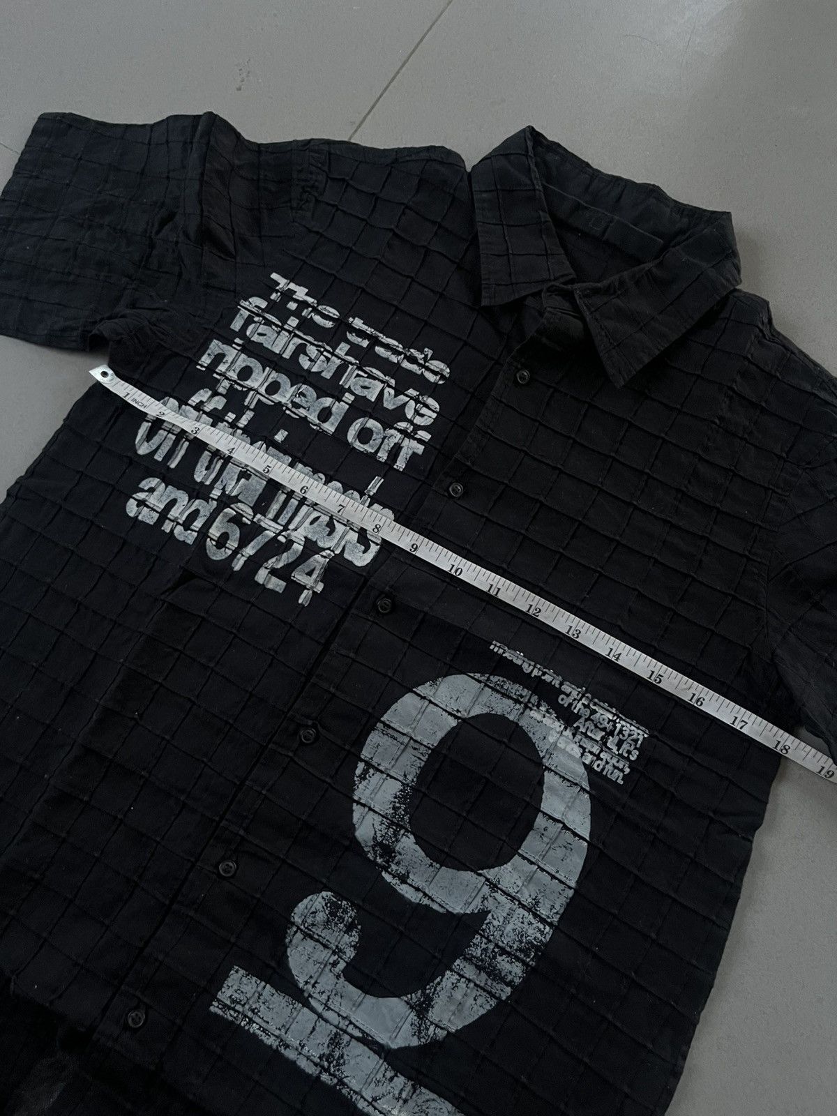 If Six Was Nine × Le Grande Bleu (L.G.B.) × Yasuyuki Ishii Vintage Japanese Punk Distressed Square Patern Shirts Size US M / EU 48-50 / 2 - 9 Thumbnail