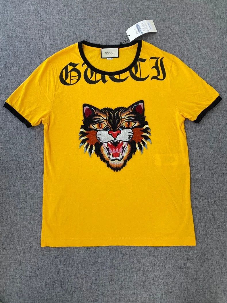 GucciTiger-headed animal embroidery pattern cotton short-sl