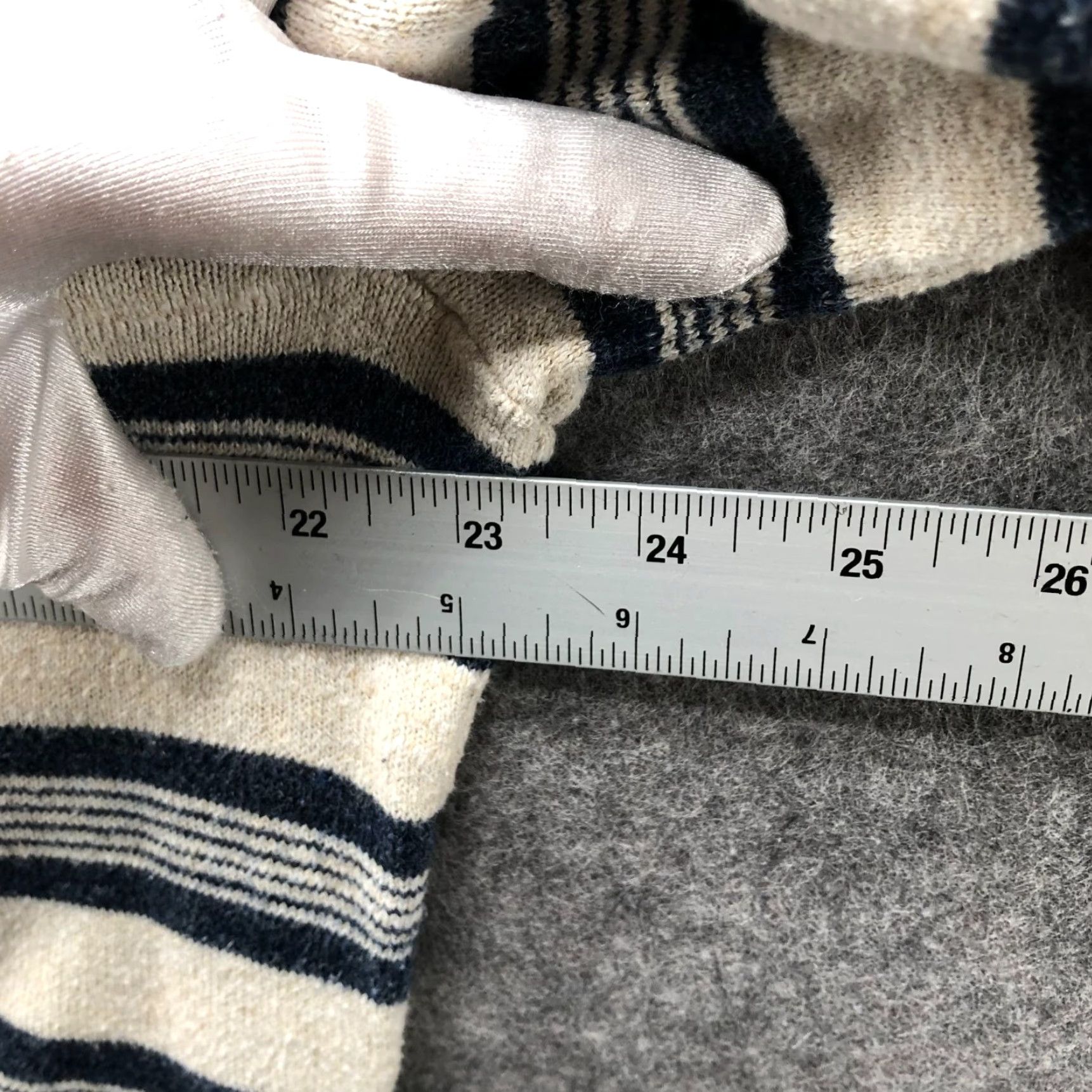 J.Crew VINTAGE J. Crew Rugged Cotton Striped Crewneck Sweater Mens L Beige Navy Textured Size US L / EU 52-54 / 3 - 7 Thumbnail