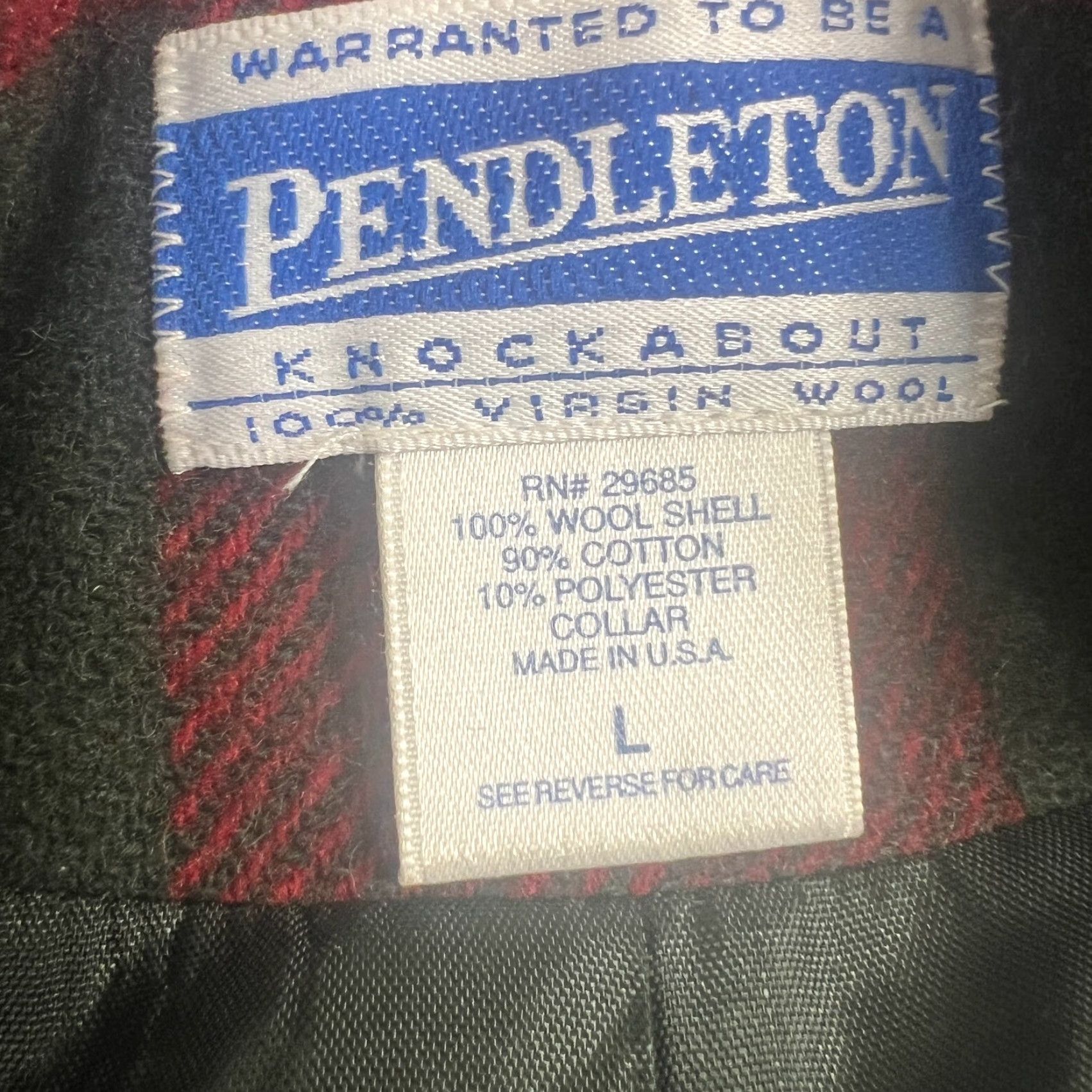 Pendleton VINTAGE Pendleton Knockabout Jacket L Red Green Plaid Wool Zip Up Corduroy Collar Size US L / EU 52-54 / 3 - 3 Thumbnail